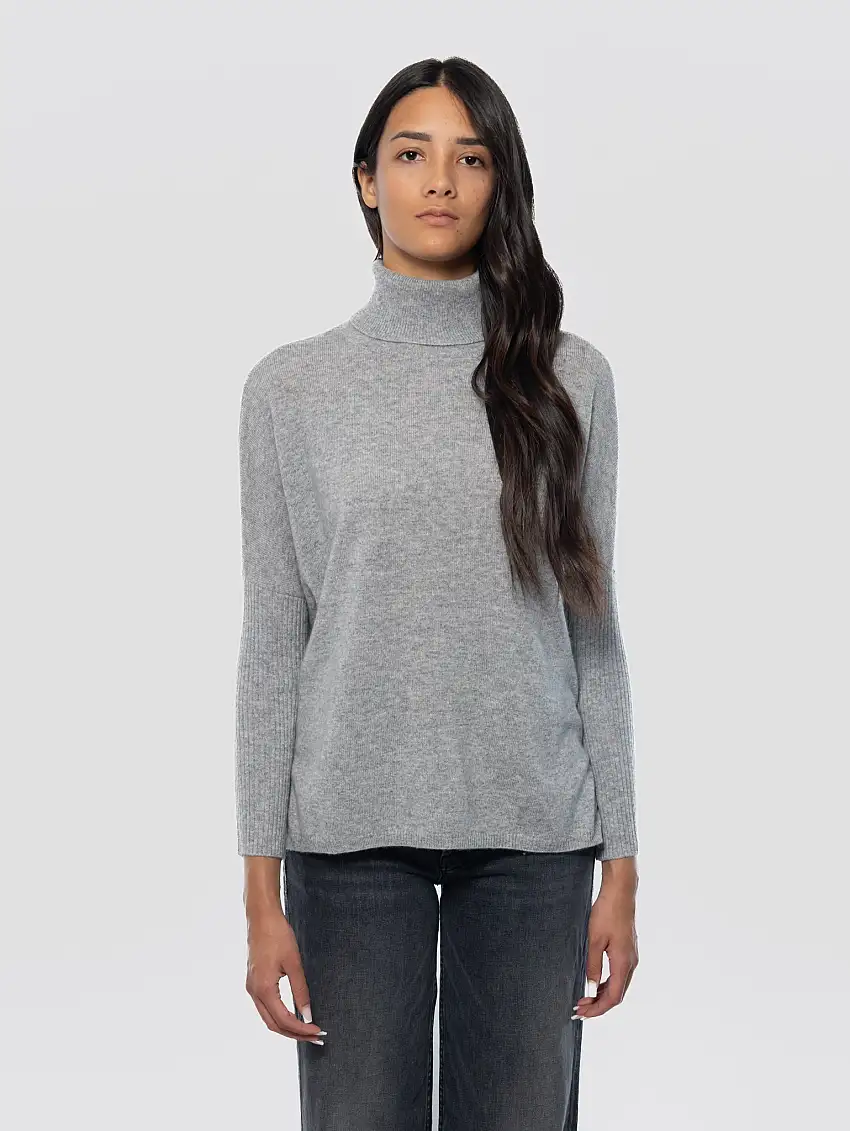 Maglia Collo Alto in Cashmere Grigio