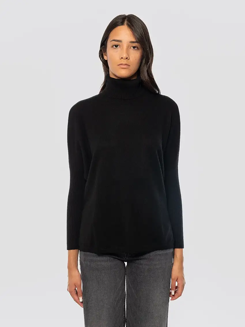 Maglia Collo Alto in Cashmere Nero