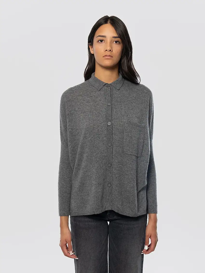 Maglia Polo in Cashmere Grigio
