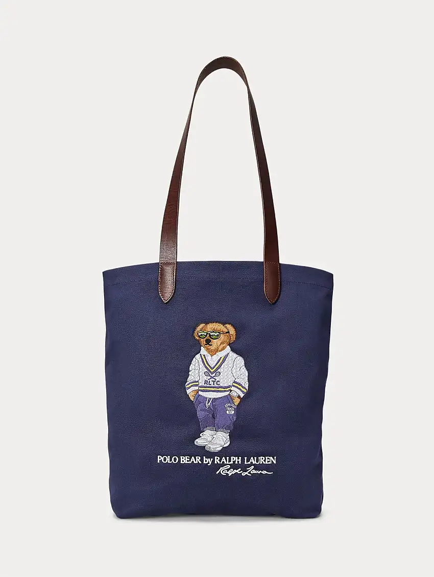 Borsa Tote con Ricamo Polo Bear Blu
