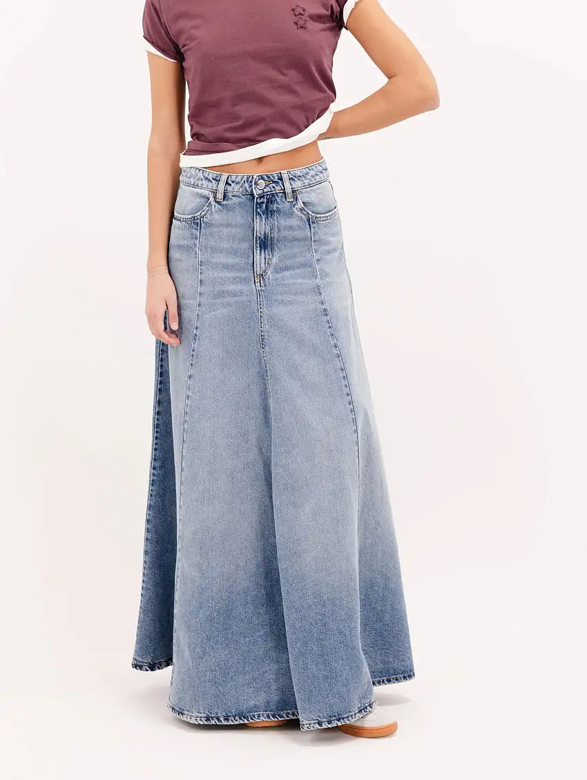 Gonna Lunga Cora in Denim Blu