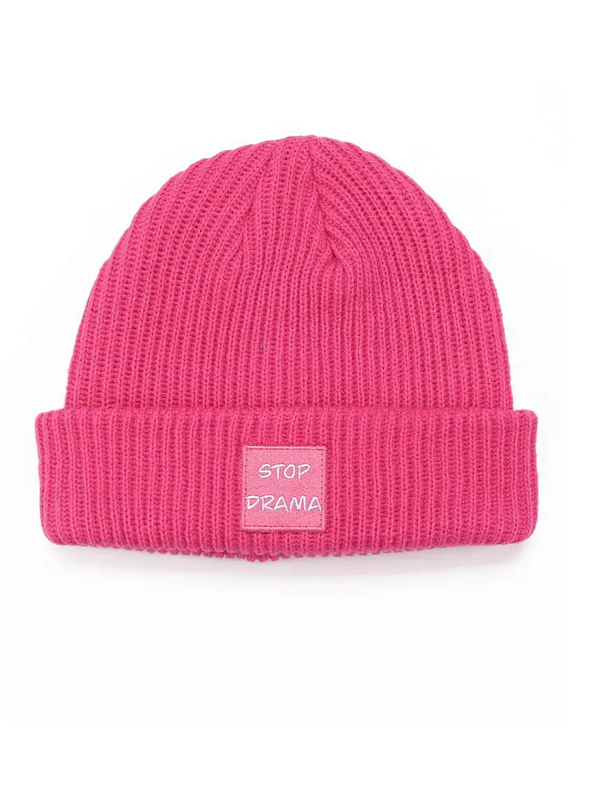 Cappello a Coste con Patch Stop Drama Rosa