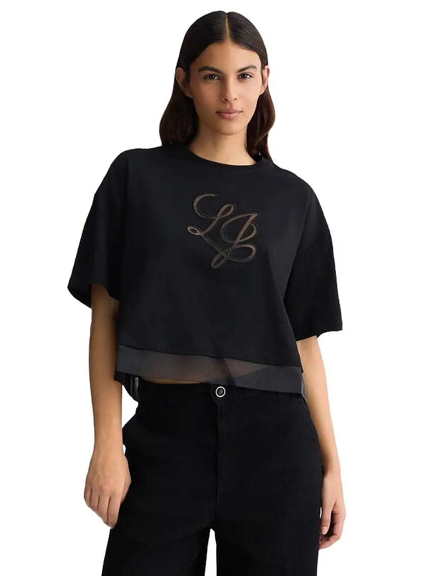 Liu Jo Women's T-shirt - T-shirt with logo - Black