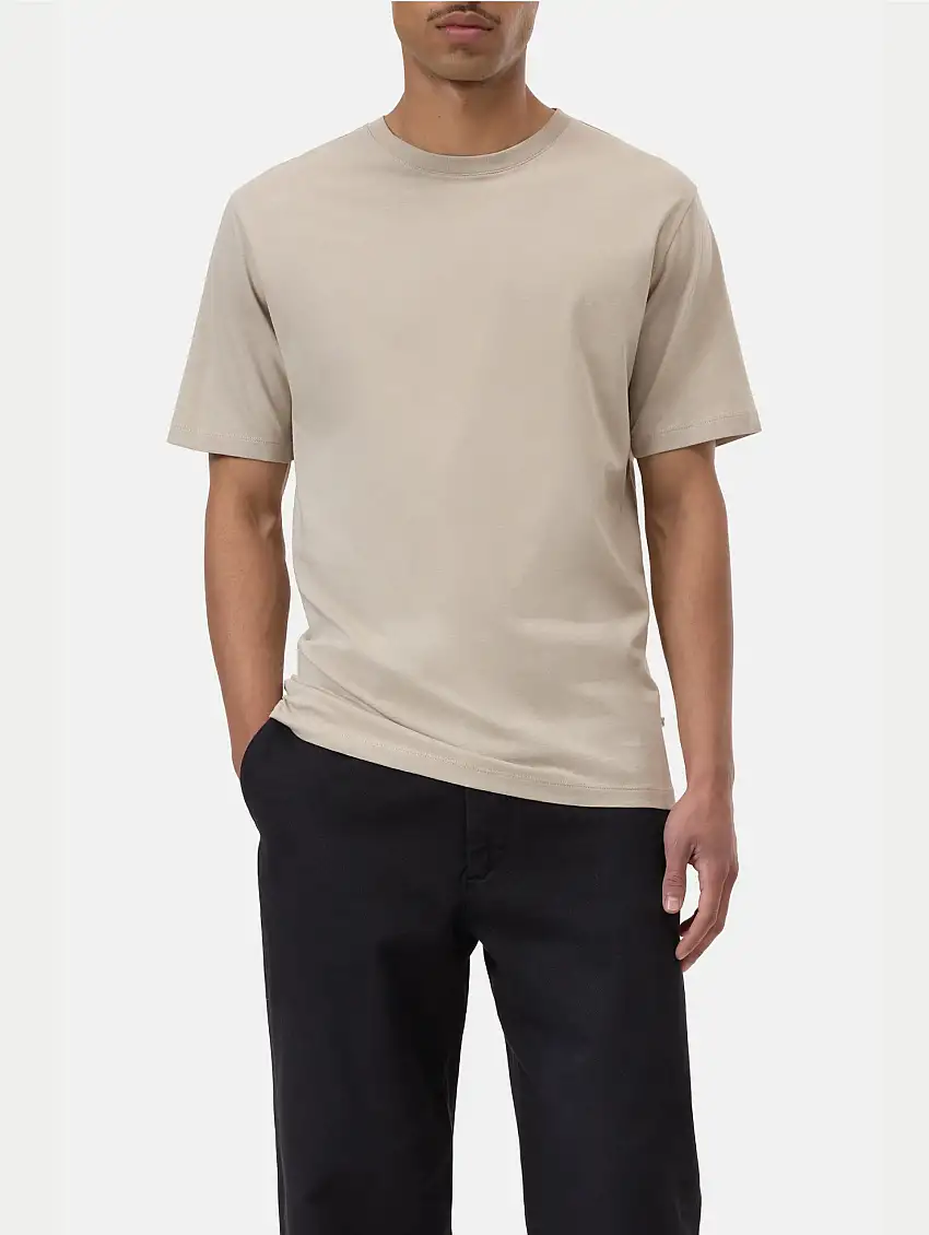 T-shirt Girocollo in Jersey Grigio Fango