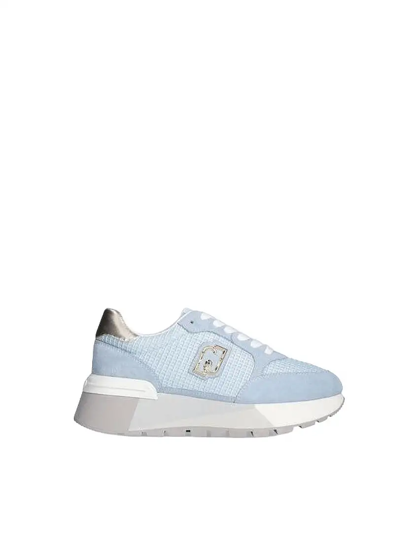 LIU JO SHOES Women's Sneakers - Suede and Mesh Platform Sneakers - Light Blue