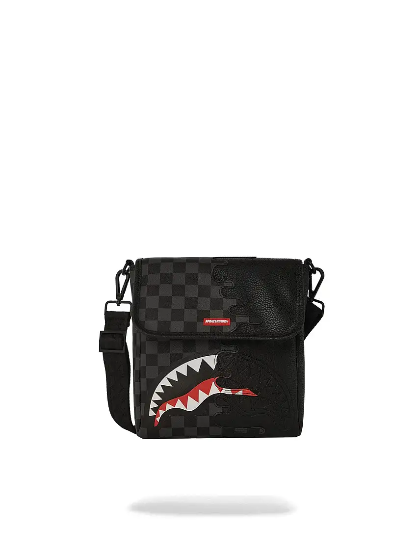 SPRAYGROUND Men's UNFINISHED SHARK MESSENGER SLING 910B7483NSZ Black