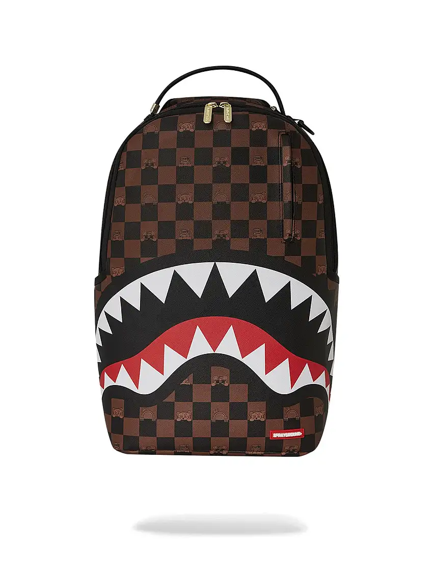 SPRAYGROUND Men's Backpack PEEKING CHARACTER CHECK BACKPACK 910B7331NSZ Brown