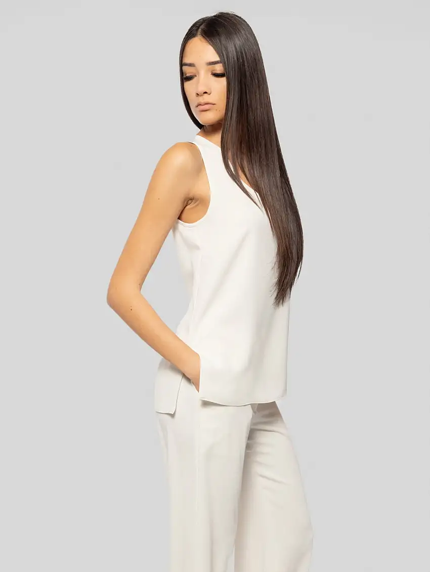 Top con Spacchetti Laterali Panna