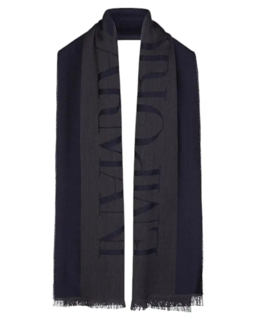 Sciarpa uomo in lana con logo jacquard e frange