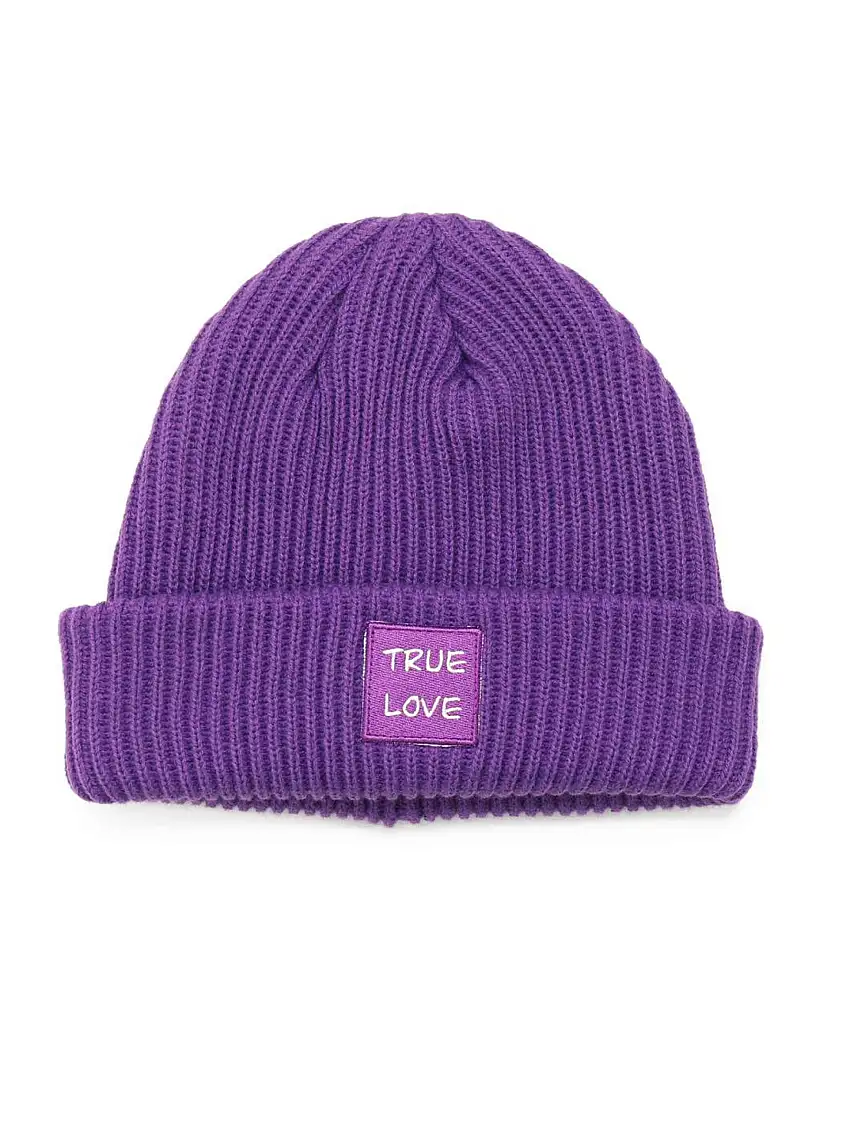 Cappello a Coste con Patch True Love Viola