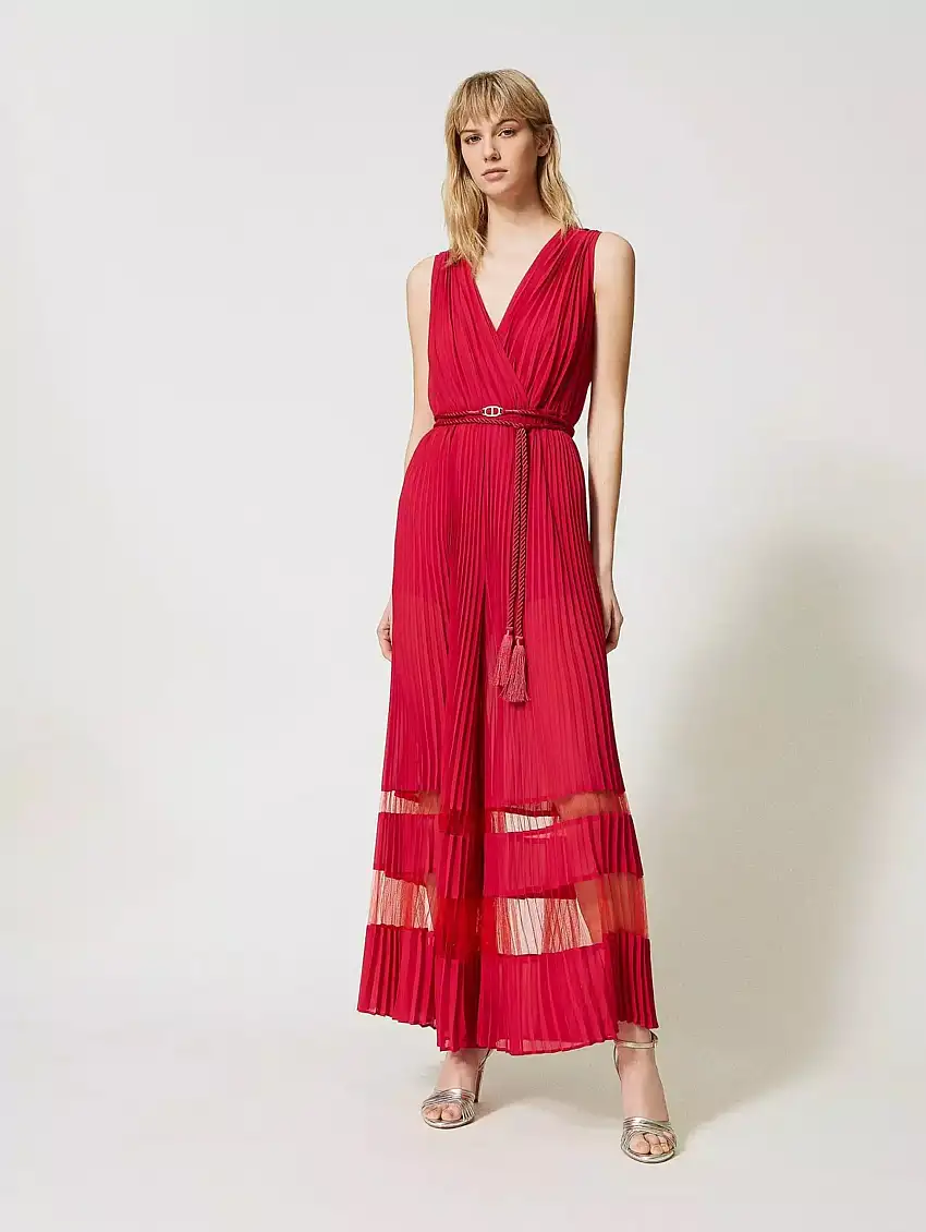 Tuta in Georgette Plissé Fucsia