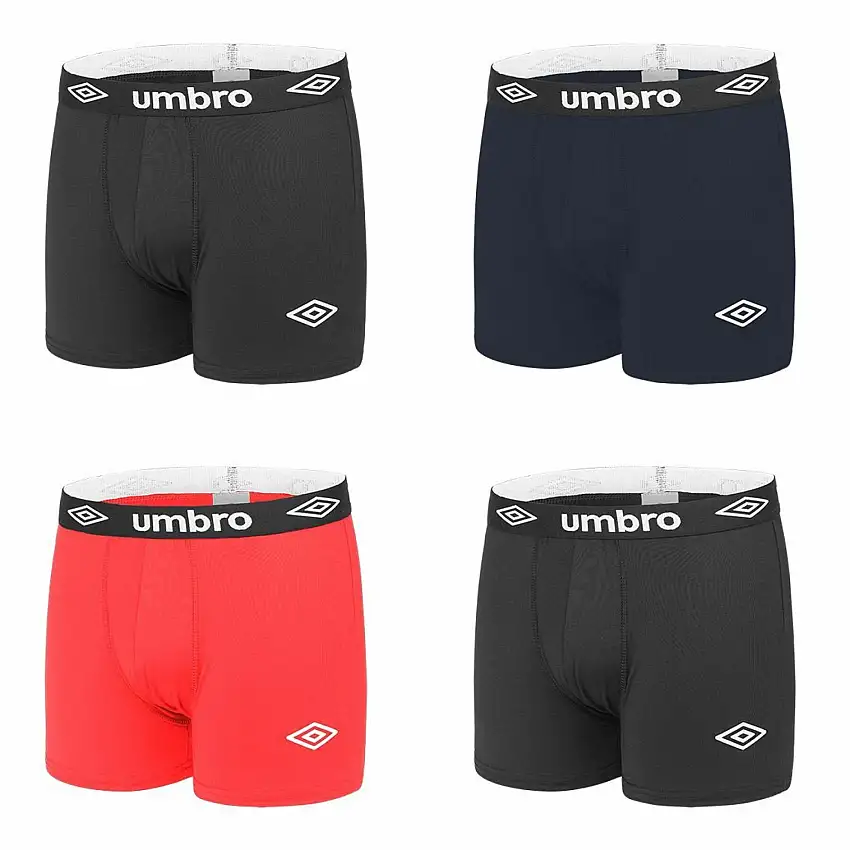 Boxer tinta unita con logo sulla coscia del bambino Umbro (x4)