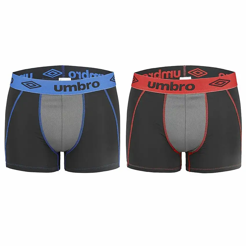 Boxer a tinta unita con rete frontale e cuciture per bambini Umbro (x2)