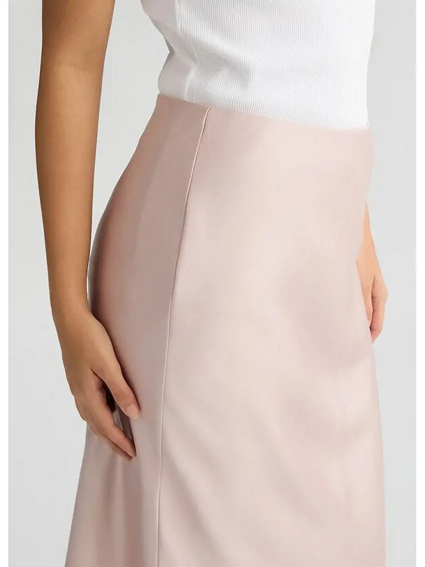 Liu Jo Women's Elegant Skirts - Long Pink Satin Skirt - Pink
