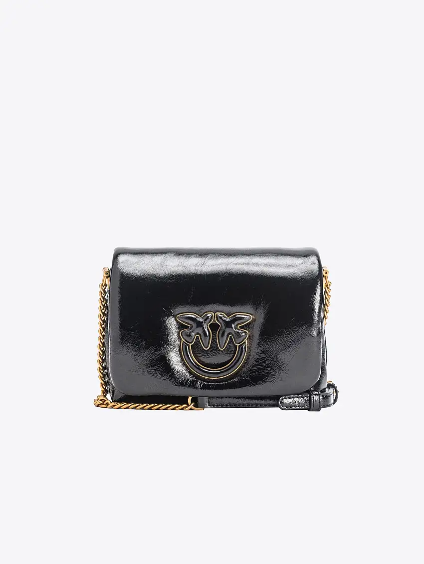 Borsa Puff in Pelle con Effetto Naplack Soft Nero