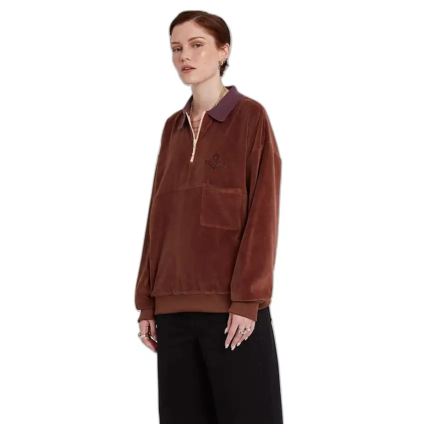 Felpa da donna in pile vellutato con 1/2 zip Volcom Sweety Smoothy