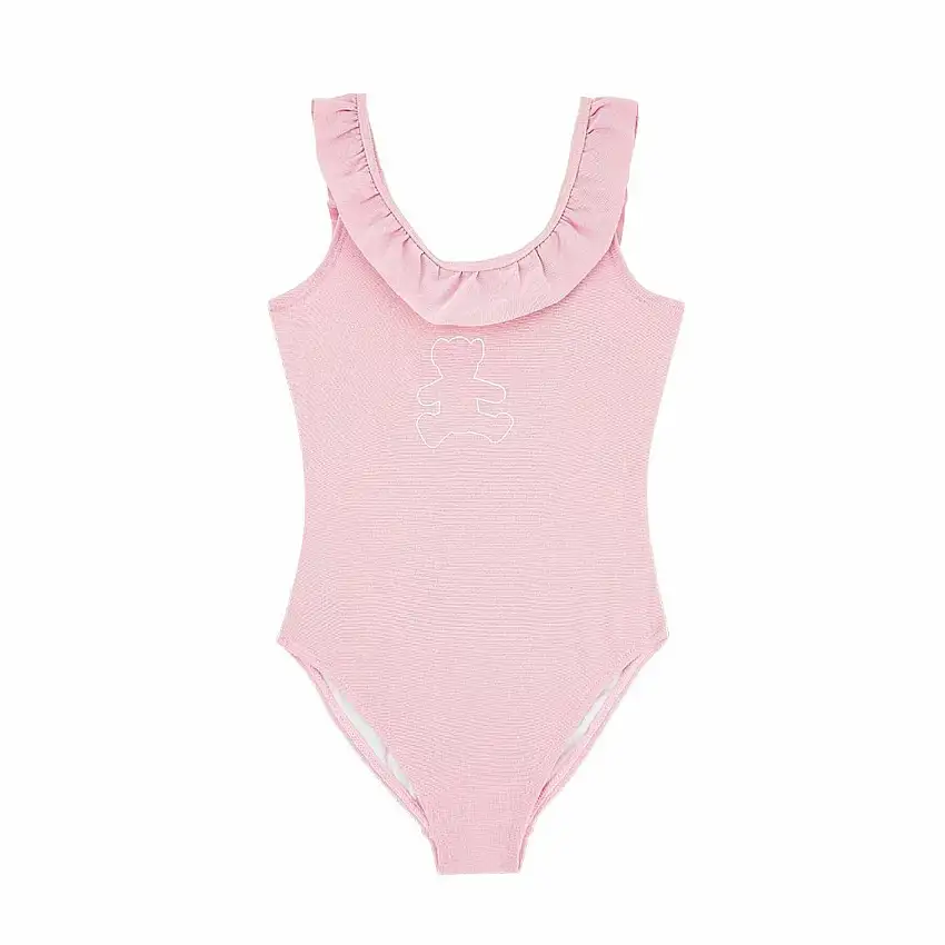 Costume da bagno a 1 pezzo con volant in filo d'oro per bambina Lulu Castagnette