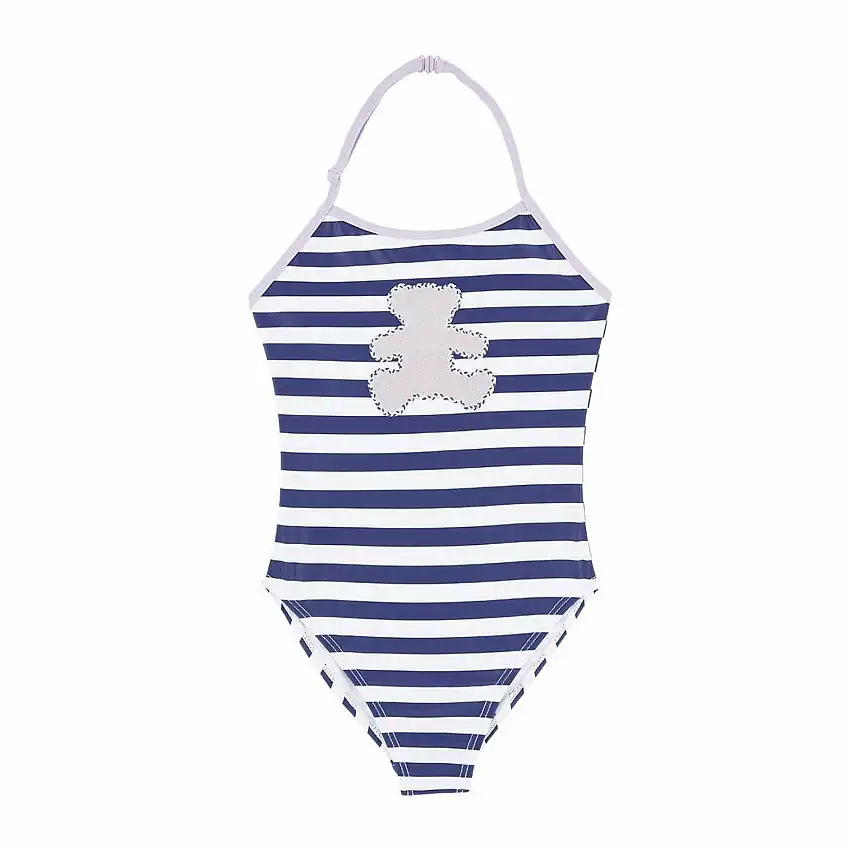 Costume da bagno intero a righe per bambina con reggiseno Lulu Castagnette Violy