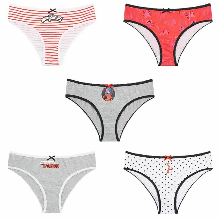 Slip colorati per bambina Miraculous (x5)