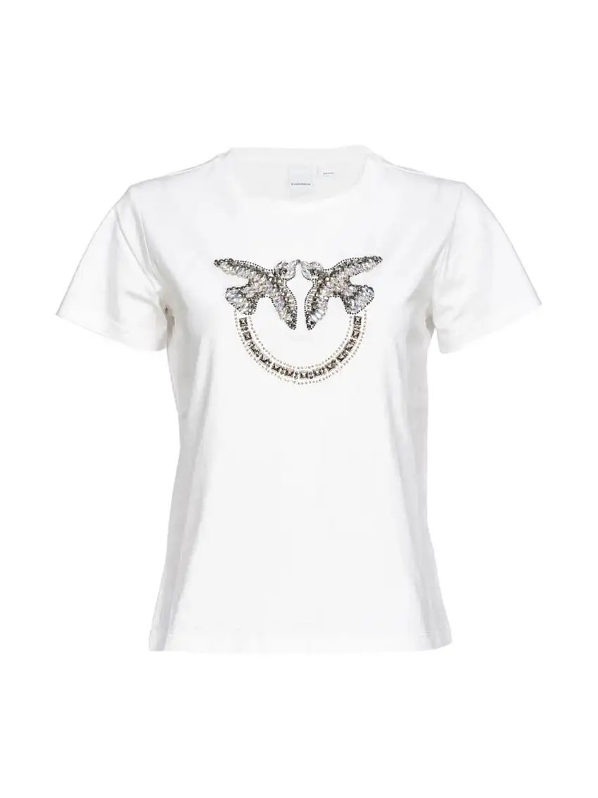 Pinko Women's T-shirt - LOVE BIRDS logo T-SHIRT - White