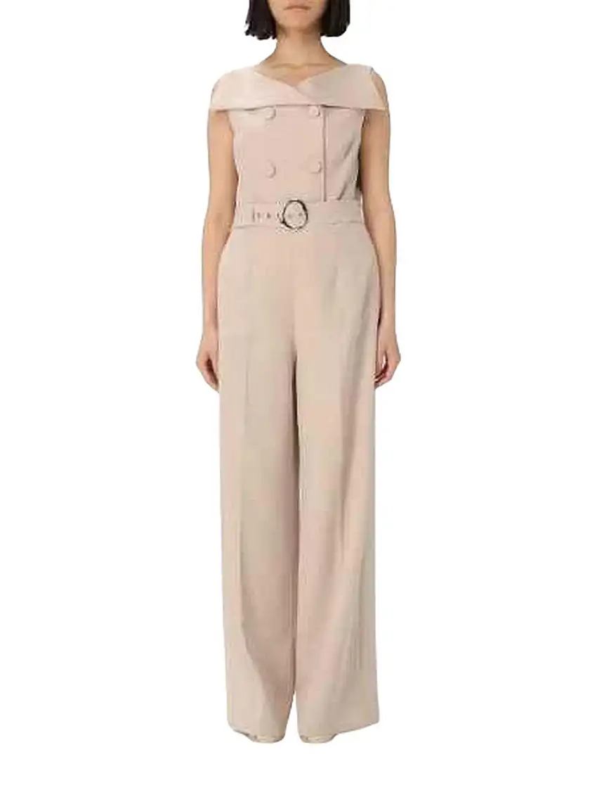 Liu Jo Women's Sleeveless Jumpsuits - Liu Jo Double-Breasted Long Jumpsuit - Beige