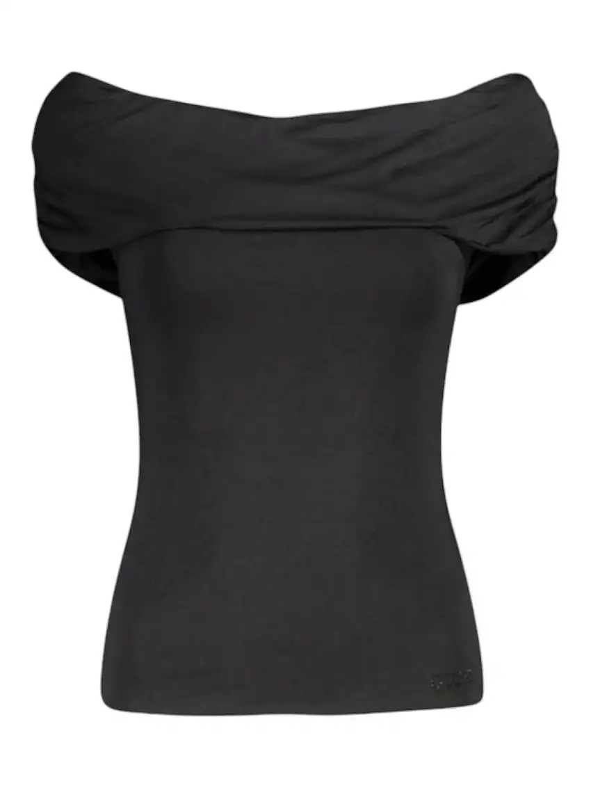 GUESS Women's Top CHARLOTTE OFF SHOULDER TOP W5GP08 KACM2 JBLK Black