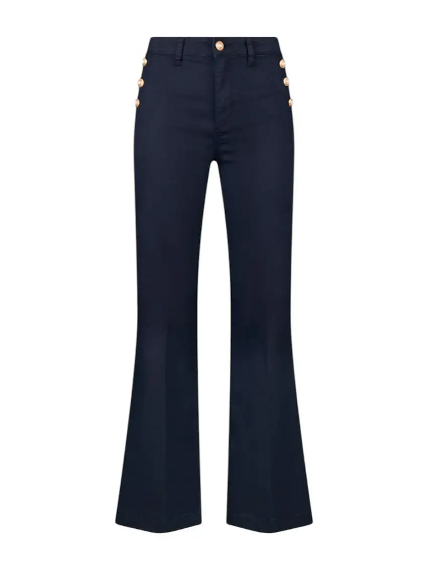Liu Jo Women's Trousers - Flared Trousers with Buttons - Blue