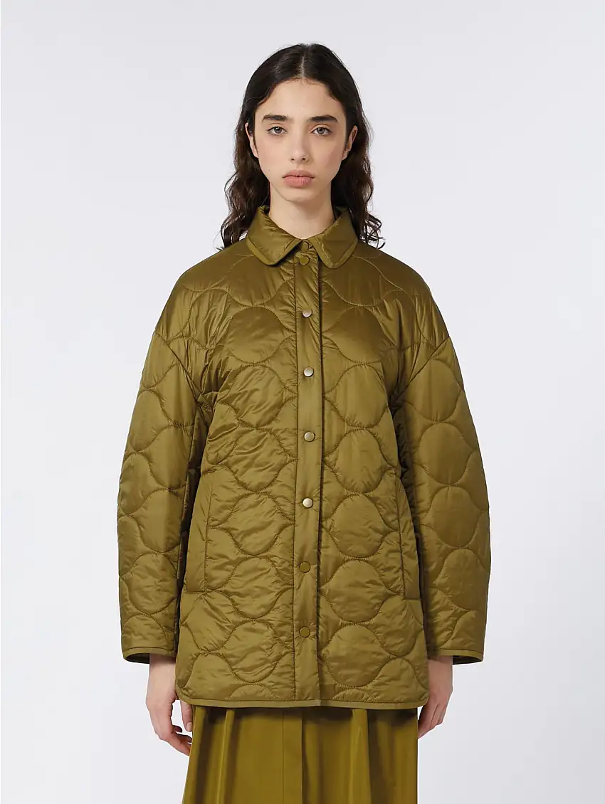 Overshirt in Nylon Ultra Leggero a Losanghe Verde Oliva